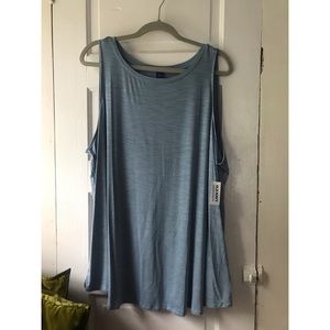 NWT Light Blue High Neck Slub Knit Luxe Old Navy Swing Tank
